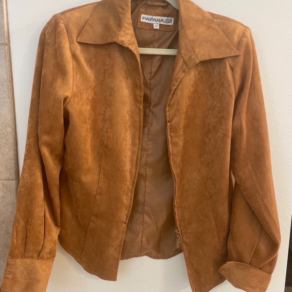 Faux suede lightweight tan jacket